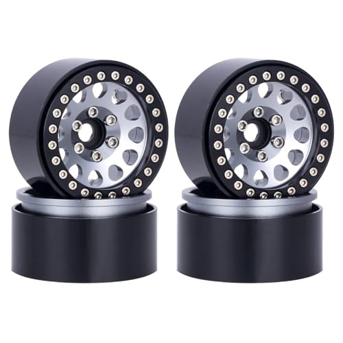 BGDIEAKIN 4Pcs Metall 1,9 "Beadlock Räder Felge Hub for 1/10 RC for Crawler Auto Axial Upgrade Teile(Titanium) von BGDIEAKIN
