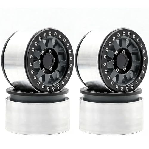 BGDIEAKIN Rc Jeep Aluminium 2,9 "Beadlock Rad Hub Felge for 1/6 RC for Crawler Auto Axial SCX6(Light Grey) von BGDIEAKIN