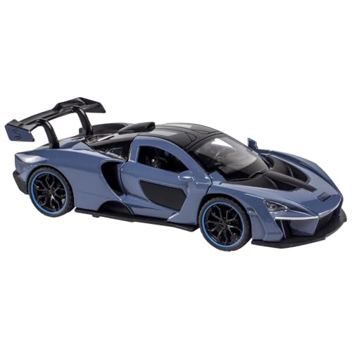 BGHSCA 1/32 McLaren Senna Auto Modell, Sammeln McLaren Senna Super Sport Diecast Auto Spielzeug mit Ton und Licht, Zink Legierung Pull Back Blau Spielzeug Fahrzeug für Erwachsene Jungen Mädchen von BGHSCA