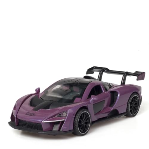 BGHSCA 1/32 McLaren Senna Auto Modell, Sammeln McLaren Senna Super Sport Diecast Auto Spielzeug mit Ton und Licht, Zink Legierung Pull Back Lila Spielzeug Fahrzeug für Erwachsene Jungen Mädchen von BGHSCA