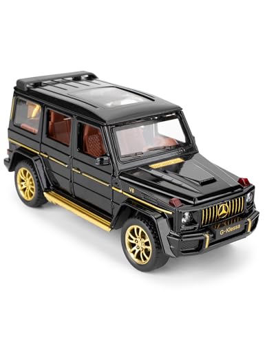 BGHSCA 1/32 Skala Automodell für schwarzes Benz G63 AMG Diecast Spielzeugauto, sammelbares Zinklegierung zurückziehen Automodell mit Ton und Licht für Erwachsene Jungen Mädchen 3 4 5 6 7 8 (schwarz) von BGHSCA