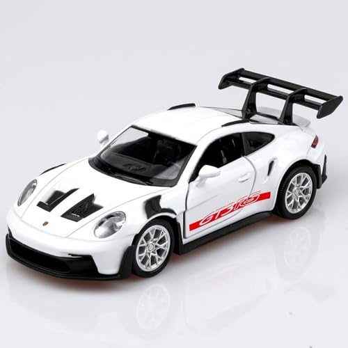BGHSCA 1/36 Maßstab Porsche 911 GT3 RS Auto Modelle, Sammlerstücke Diecast Pull Back Fahrzeuge Porsche 911 GT3 RS Spielzeugauto Geschenke für Jungen Mädchen (Weiß) von BGHSCA