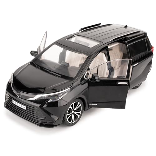 BGHSCA 1:24 Sienna Auto Modell, Legierung Pull Back Diecast Spielzeug Auto mit Ton und Licht, Sammlung Modell Auto für Kinder Jungen Mädchen und Erwachsene, Geschenk Schwarz von BGHSCA