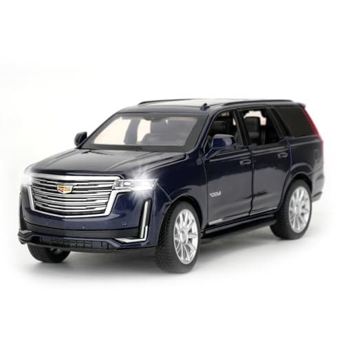 BGHSCA 1:32 Maßstab Auto Modell kompatibel für Sammler Escalade SUV Diecast Toy Vehicle, Zinklegierung Pull Back Spielzeugauto mit Sound und Licht für Erwachsene Jungen Mädchen 3 4 5 6 7 8 (Blau) von BGHSCA