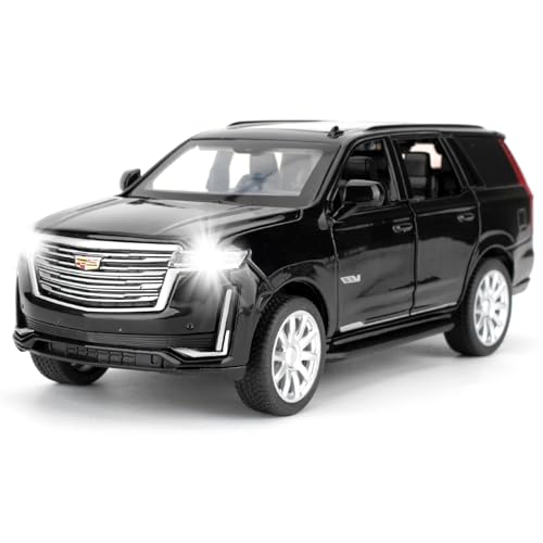 BGHSCA 1:32 Maßstab Auto Modell kompatibel für Sammler Escalade SUV Diecast Toy Vehicle, Zinklegierung Pull Back Spielzeugauto mit Sound und Licht für Erwachsene Jungen Mädchen 3 4 5 6 7 8 (schwarz) von BGHSCA