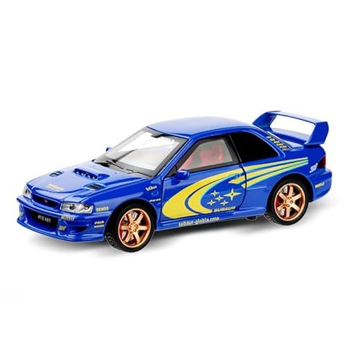 BGHSCA 1:32 Subaru Impreza Diecast Modelle Rennwagen, Zink Legierung Pull Back Spielzeug Auto Fahrzeuge mit Lichtern und Geräuschen für Dekoration Erwachsene Jungen Mädchen (Blau) von BGHSCA