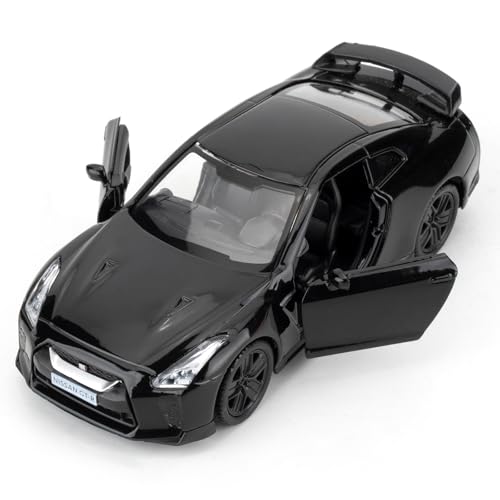 BGHSCA 1:36 Maßstab Nissan GTR R35 Diecast Supercar Auto Modelle Spielzeug, Zinklegierung Pull Back Fahrzeuge Nissan GTR Spielzeugautos für Jungen Mädchen Geschenk (Schwarz) von BGHSCA