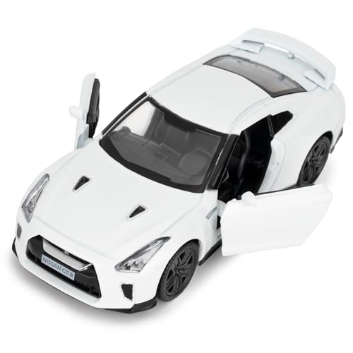 BGHSCA 1:36 Maßstab Nissan GTR R35 Diecast Supercar Auto Modelle Spielzeug, Zinklegierung Pull Back Fahrzeuge Nissan GTR Spielzeugautos für Jungen Mädchen Geschenk (Weiß) von BGHSCA