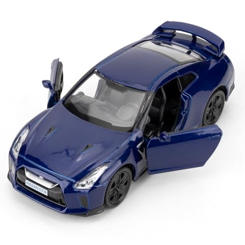 BGHSCA 1:36 Maßstab Nissan GTR R35 Diecast Supercar Auto Modelle Spielzeug, Zinklegierung Pull Back Fahrzeuge Nissan GTR Spielzeugautos für Jungen Mädchen Geschenk (blau) von BGHSCA