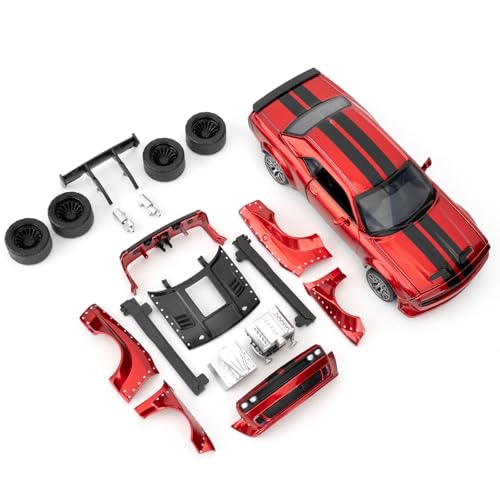BGHSCA 1:36 Zusammengebautes Automodell für 2022 Dodge Challenger SRT Hellcat Diecast Spielzeug, DIY Zinklegierung Fahrzeug Spielzeug Kit pädagogische Bauklötze Spielzeug für Kinder (Rot) von BGHSCA