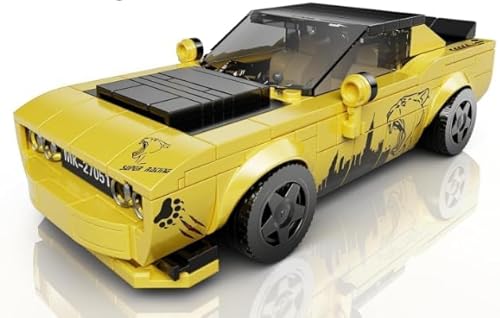 BGHSCA Dodge Challenger SRT Auto Spielzeug Bausätze mit Acryl Vitrine, Sammelmodell Auto Spielzeug Bausteine 27051, Anti-Angst Hands-on Bausteine für Erwachsene Kinder 8+(368 Stücke) von BGHSCA
