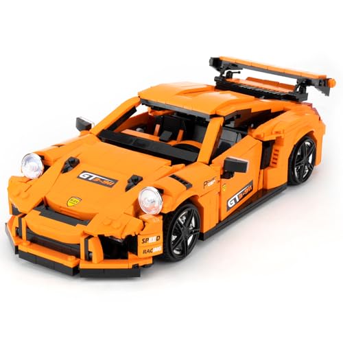 BGHSCA GT3-911 Auto Spielzeug Bausatz mit Acryl-Vitrine, Collectible Model Car Attention Focused Toys Building Blocks 13129, Modellauto Bauklötze für Kinder ab 8 Jahren (1075 Stück) von BGHSCA
