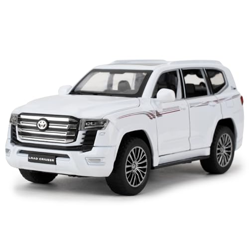 BGHSCA Kompatibel für 1:32 Sammel Landcruiser LC300 Diecast Modell Auto, Zink Legierung Pull Back Spielzeug Auto Fahrzeug mit Lichtern und Klängen für Dekoration Erwachsene Jungen Mädchen (Weiß) von BGHSCA