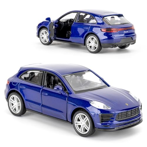 BGHSCA Porsche Macan Modellauto im Maßstab 1:36 aus Druckguss, Rückzugspielzeugauto für Modellautoliebhaber, Repliken zum Ausstellen, Jungen und Mädchen(Blau) von BGHSCA