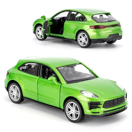 BGHSCA Porsche Macan Modellauto im Maßstab 1:36 aus Druckguss, Rückzugspielzeugauto für Modellautoliebhaber, Repliken zum Ausstellen, Jungen und Mädchen(grün) von BGHSCA