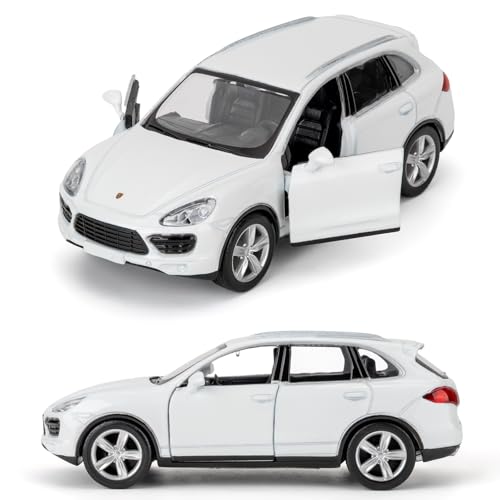 BGHSCA Sammlermodell aus Metall im Maßstab 1:36, Porsche Cayenne, Rückzugspielzeug für Kinder ab 3 Jahren(weiß) von BGHSCA