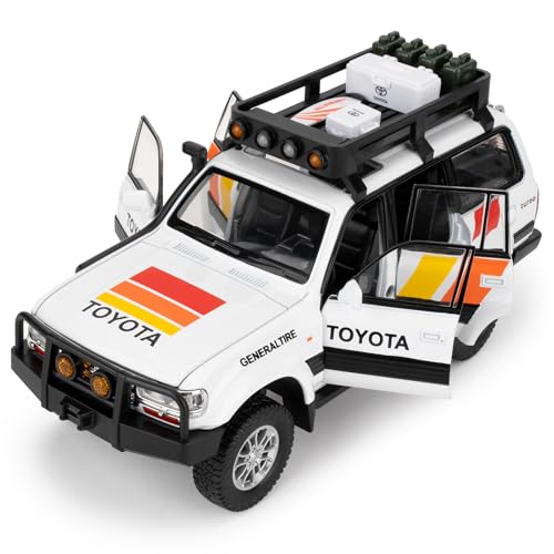 BGHSCA Spielzeugauto Kompatibel für 1:24 Land Cruiser LC80 Modellauto, Pull Back Diecast Sammelauto mit Sounds&Lichter für Kinder Jungen Mädchen und Erwachsene, Geschenk Weiß BGHSCA Spielzeugauto Kompatibel für 1:24 Land Cruiser LC80 Modellauto, Pull Back Diecast Sammelauto mit Sounds&Lichter für Kinder Jungen Mädchen und Erwachsene, Geschenk Weiß von BGHSCA