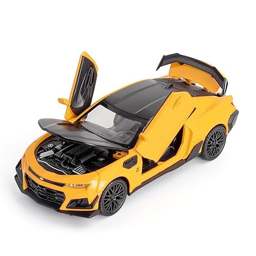 BGHSCA Spielzeugauto Kompatibel für 1:32 Chevrolet Hornet Modellauto, Pull Back Diecast Sammlerauto mit Geräuschen & Lichter für Kinder Jungen Mädchen und Erwachsene, Geschenk Gelb BGHSCA Spielzeugauto Kompatibel für 1:32 Chevrolet Hornet Modellauto, Pull Back Diecast Sammlerauto mit Geräuschen & Lichter für Kinder Jungen Mädchen und Erwachsene, Geschenk Gelb von BGHSCA