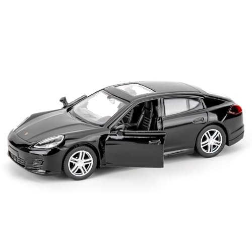 BGHSCA Spielzeugauto aus Metall, Nachbau des Porsche Panamera im Maßstab 1:36, Diecast-Modellautos mit Rückzugmechanismus sind EIN tolles Jungen und Mädchen（schwarz） von BGHSCA