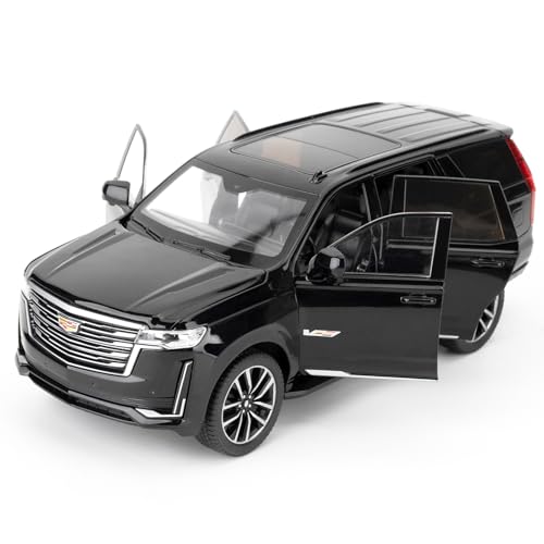 GHSCA 1/24 Maßstab Auto Modell kompatibel für Sammler Escalade SUV Diecast Toy Vehicle, Zinklegierung Pull Back Spielzeugauto mit Sound und Licht für Erwachsene Jungen Mädchen 3 4 5 6 7 8 (Schwarz) von BGHSCA