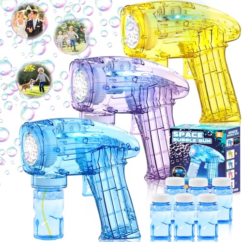 BGIUSQF 3pcs Seifenblasenpistole, Seifenblasenmaschine Kinder Seifenblasen Pistole mit 6 Seifenblasen Flüssigkeit, für Bubble Party Gefälligkeiten, Sommerspielzeug, Outdoor und Indoor Aktivitäten BGIUSQF 3pcs Seifenblasenpistole, Seifenblasenmaschine Kinder Seifenblasen Pistole mit 6 Seifenblasen Flüssigkeit, für Bubble Party Gefälligkeiten, Sommerspielzeug, Outdoor und Indoor Aktivitäten von BGIUSQF