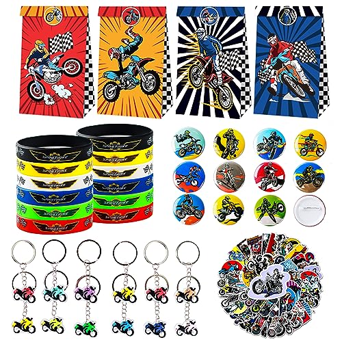 98PCS Motorrad Party Mitgebsel, Dirt Bike Party Zubehör, Dirt Bike Geburtstagsparty-Zubehör, Motorrad Geburtstag Mitgebsel Inklusive Geschenktüten Armbänder Abzeichen Schlüsselanhänger Aufkleber 98PCS Motorrad Party Mitgebsel, Dirt Bike Party Zubehör, Dirt Bike Geburtstagsparty-Zubehör, Motorrad Geburtstag Mitgebsel Inklusive Geschenktüten Armbänder Abzeichen Schlüsselanhänger Aufkleber von BGNXHYB