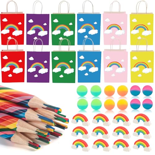 BGNXHYB 48 Stück Regenbogen Mitgebsel Set, 12 Regenbogenstift, 12 Regenbogen Papiertüten,12 Regenbogen Radiergummis, 12 Bunt Gummiball, für Jungen Mädchen Kindergeburtstag Geschenke Partyzubehör BGNXHYB 48 Stück Regenbogen Mitgebsel Set, 12 Regenbogenstift, 12 Regenbogen Papiertüten,12 Regenbogen Radiergummis, 12 Bunt Gummiball, für Jungen Mädchen Kindergeburtstag Geschenke Partyzubehör von BGNXHYB