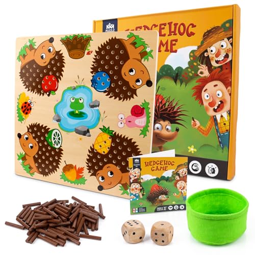 BGNXHYB Igel Holz Stäbchenspiel, Brettspiel aus Holz, Hedgehog Sensorisches Spielzeug, Holz Feinmotorik Spiel, Montessori lernspielzeug Mathematik für Jungen Mädchen ab 3 Jahren von BGNXHYB