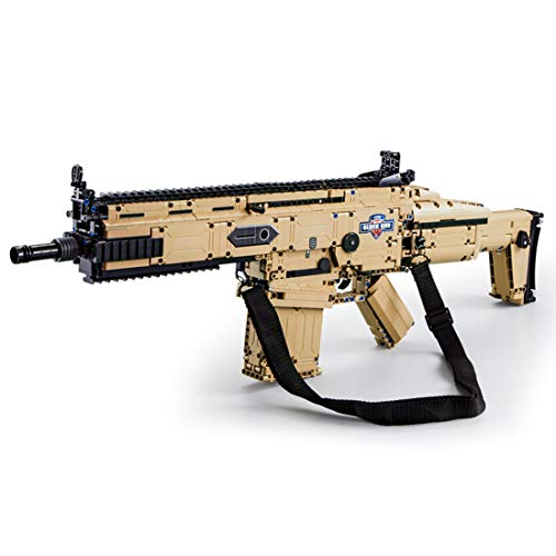 BGOOD Technik Gewehr Bausteine Bausatz, CADA C81021W, 1406 Klemmbausteine Schießbar Scar 17S Modell mit Bullets, Kompatibel mit Lego von Jlwiy