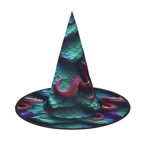 BGSHJVF 3D magische Drachen Schuppen Muster Druck Halloween Hexe Hut Cosplay Caps Halloween Dekoration Kostüm Zubehör für Halloween Party BGSHJVF 3D magische Drachen Schuppen Muster Druck Halloween Hexe Hut Cosplay Caps Halloween Dekoration Kostüm Zubehör für Halloween Party von BGSHJVF