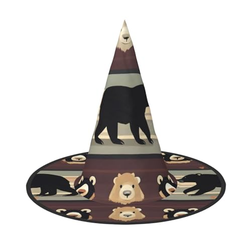 BGSHJVF Bärendruck Halloween Hexe Hut Cosplay Caps Halloween Dekoration Kostüm Zubehör für Halloween-Party BGSHJVF Bärendruck Halloween Hexe Hut Cosplay Caps Halloween Dekoration Kostüm Zubehör für Halloween-Party von BGSHJVF