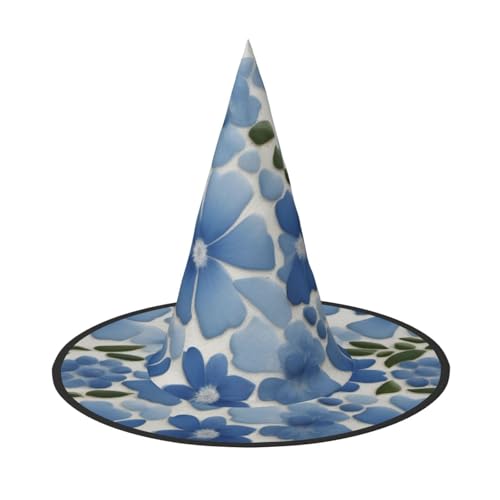 BGSHJVF Blaue Blumendruck Halloween Hexe Hut Cosplay Caps Halloween Dekoration Kostüm Zubehör für Halloween Party BGSHJVF Blaue Blumendruck Halloween Hexe Hut Cosplay Caps Halloween Dekoration Kostüm Zubehör für Halloween Party von BGSHJVF