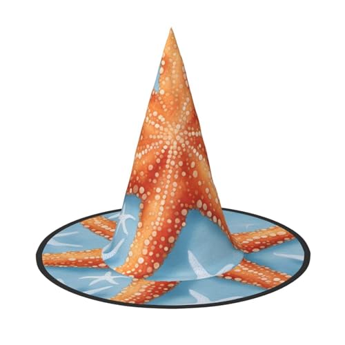 BGSHJVF Blauer Hintergrund Seestern Druck Halloween Hexe Hut Cosplay Caps Halloween Dekoration Kostüm Zubehör für Party BGSHJVF Blauer Hintergrund Seestern Druck Halloween Hexe Hut Cosplay Caps Halloween Dekoration Kostüm Zubehör für Party von BGSHJVF