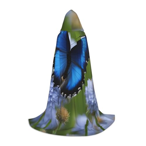 BGSHJVF Blauer Kapuzenumhang mit Schmetterlingsdruck für Herren, Zauberer, Vampir und Halloween-Kostüme, für Rollenspiele und Partys BGSHJVF Blauer Kapuzenumhang mit Schmetterlingsdruck für Herren, Zauberer, Vampir und Halloween-Kostüme, für Rollenspiele und Partys von BGSHJVF