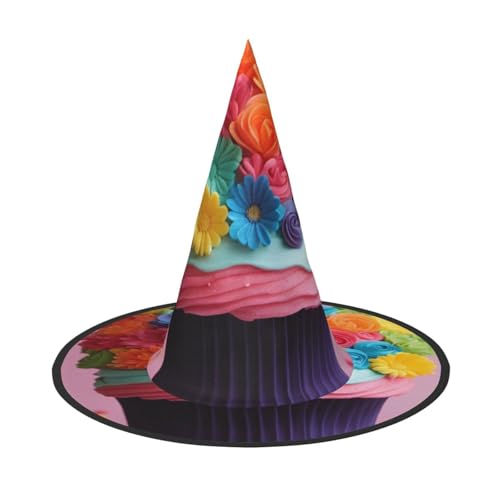 BGSHJVF Bunte Cupcakes Regenbogen Blume Kuchen Druck Halloween Hexe Hut Cosplay Caps Halloween Dekoration Kostüm Zubehör für Halloween Party BGSHJVF Bunte Cupcakes Regenbogen Blume Kuchen Druck Halloween Hexe Hut Cosplay Caps Halloween Dekoration Kostüm Zubehör für Halloween Party von BGSHJVF