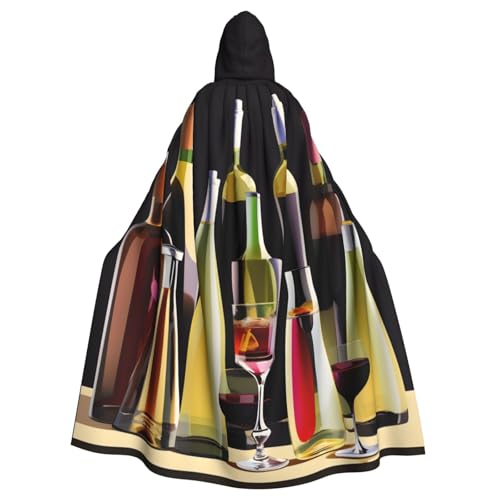 BGSHJVF Cocktail-Gläser- und Weinflaschen-Druck, Halloween-Kostüm, Umhang für alle, übergroßer Cosplay-Umhang für Erwachsene, mit Kapuze für Partys, Maskeraden BGSHJVF Cocktail-Gläser- und Weinflaschen-Druck, Halloween-Kostüm, Umhang für alle, übergroßer Cosplay-Umhang für Erwachsene, mit Kapuze für Partys, Maskeraden von BGSHJVF
