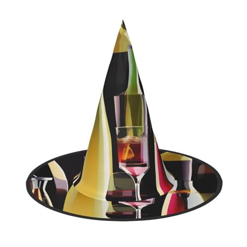 BGSHJVF Cocktailgläser und Weinflaschen Druck Halloween Hexe Hut Cosplay Caps Halloween Dekoration Kostüm Zubehör für Party BGSHJVF Cocktailgläser und Weinflaschen Druck Halloween Hexe Hut Cosplay Caps Halloween Dekoration Kostüm Zubehör für Party von BGSHJVF