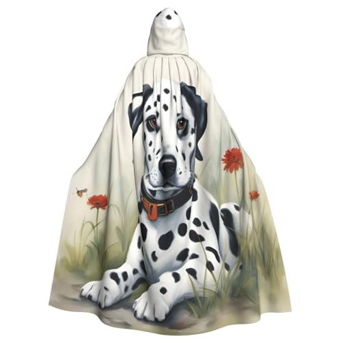 BGSHJVF Dalmatiner Druck Halloween Kostüm Umhang für alle, übergroße Cosplay Erwachsene Mantel mit Kapuze für Partys, Maskeraden von BGSHJVF