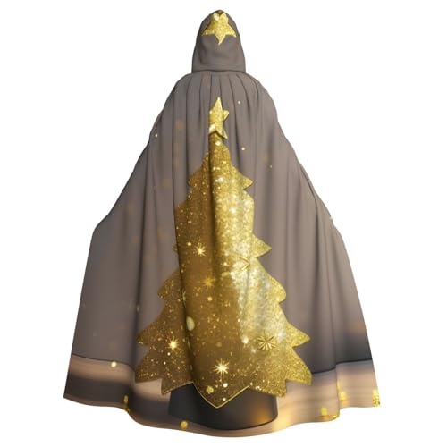 BGSHJVF Gold-Glitzer Weihnachtsbaum Druck Halloween Kostüm Umhang für alle, übergroßen Mantel mit Kapuze für Erwachsene, Party und Maskerade Balls BGSHJVF Gold-Glitzer Weihnachtsbaum Druck Halloween Kostüm Umhang für alle, übergroßen Mantel mit Kapuze für Erwachsene, Party und Maskerade Balls von BGSHJVF