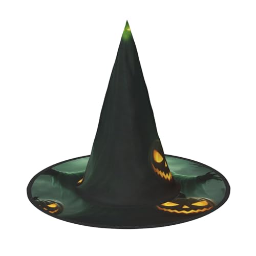 BGSHJVF Grün Geist Horror Halloween Kürbis Druck Halloween Hexe Hut Cosplay Caps Halloween Dekoration Kostüm Zubehör für Party von BGSHJVF