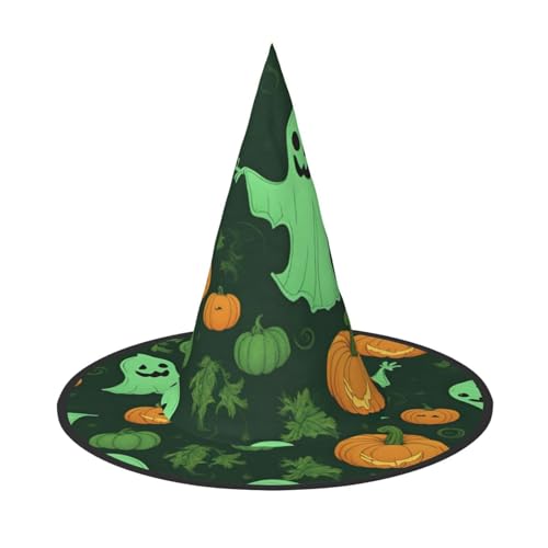 BGSHJVF Grün Geist Horror Halloween Kürbis Druck Halloween Hexe Hut Cosplay Caps Halloween Dekoration Kostüm Zubehör für Party von BGSHJVF