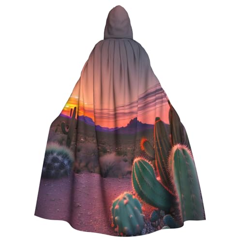 BGSHJVF Halloween-Bach mit Wüste Kaktusdruck, Sonnenuntergang, Umhang für alle, große Größe Cosplay Kostüm für Erwachsene, Mantel mit Kapuze für Party, Maskerade BGSHJVF Halloween-Bach mit Wüste Kaktusdruck, Sonnenuntergang, Umhang für alle, große Größe Cosplay Kostüm für Erwachsene, Mantel mit Kapuze für Party, Maskerade von BGSHJVF