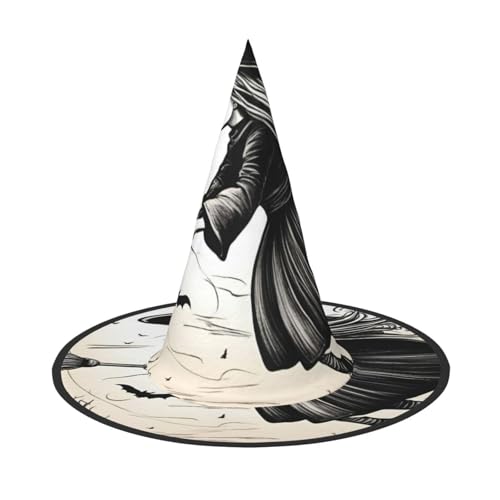 BGSHJVF Halloween Hexe fliegenden Druck Halloween Hexe Hut Cosplay Caps Halloween Dekoration Kostüm Zubehör für Halloween Party von BGSHJVF
