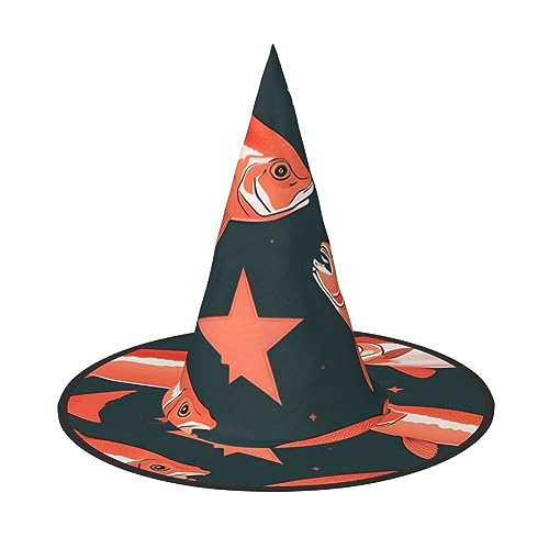 BGSHJVF Halloween Hexenhut Lachsdruck Cosplay Caps Halloween Dekoration Halloween Party Kostüm Requisiten BGSHJVF Halloween Hexenhut Lachsdruck Cosplay Caps Halloween Dekoration Halloween Party Kostüm Requisiten von BGSHJVF
