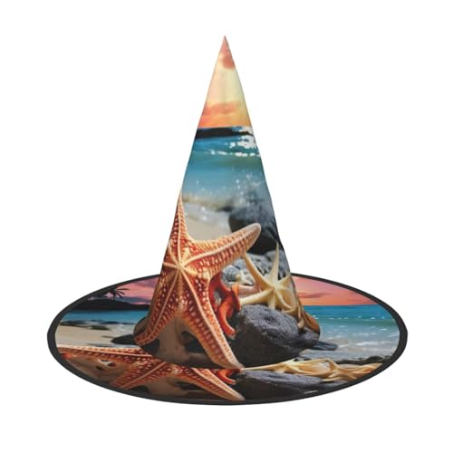 BGSHJVF Halloween Hexenhut Seestern Korallen Druck am Strand Partyzubehör BGSHJVF Halloween Hexenhut Seestern Korallen Druck am Strand Partyzubehör von BGSHJVF