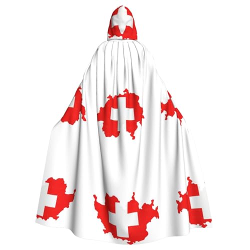 BGSHJVF Halloween Kostüm Umhang Schweizer Flagge Karte Druck für alle, übergroßen Mantel mit Kapuze für Erwachsene, Party, Maskerade Ballen BGSHJVF Halloween Kostüm Umhang Schweizer Flagge Karte Druck für alle, übergroßen Mantel mit Kapuze für Erwachsene, Party, Maskerade Ballen von BGSHJVF
