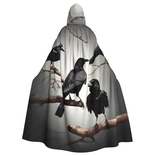 BGSHJVF Halloween Kostüm Umhang Vogeldruck auf einem Zweig der schwarzen Krähe für alle, übergroßen Mantel mit Kapuze für Erwachsene, Kostümpartys BGSHJVF Halloween Kostüm Umhang Vogeldruck auf einem Zweig der schwarzen Krähe für alle, übergroßen Mantel mit Kapuze für Erwachsene, Kostümpartys von BGSHJVF