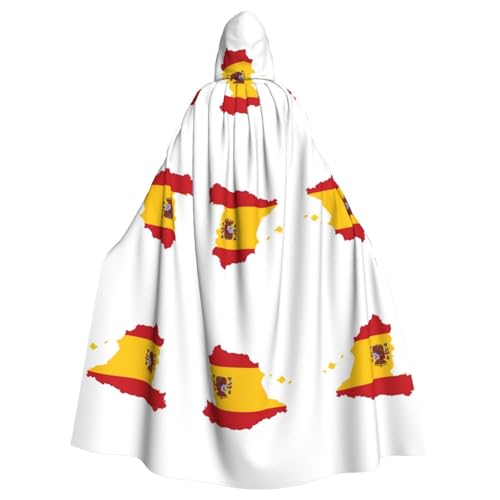 BGSHJVF Halloween Kostüm Umhang mit Karte mit Spaniens Flagge Druck, übergroßer Mantel mit Kapuze für Erwachsene für Partys, Maskentanz Tanz BGSHJVF Halloween Kostüm Umhang mit Karte mit Spaniens Flagge Druck, übergroßer Mantel mit Kapuze für Erwachsene für Partys, Maskentanz Tanz von BGSHJVF