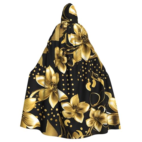 BGSHJVF Halloween Kostüm Umhang mit schwarzen und goldenen Blumenmuster für alle, übergroßen Mantel mit Kapuze für Erwachsene, für Party, Fanced Ball BGSHJVF Halloween Kostüm Umhang mit schwarzen und goldenen Blumenmuster für alle, übergroßen Mantel mit Kapuze für Erwachsene, für Party, Fanced Ball von BGSHJVF