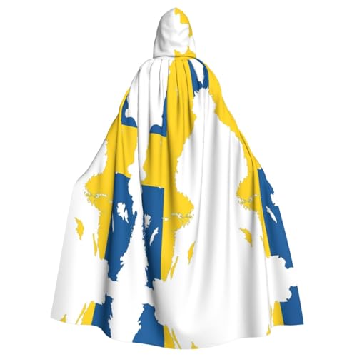 BGSHJVF Halloween Kostüm Umhang schwedischen Flaggendruck großer Cosplay-Mantel für Erwachsene Party Maskerade von BGSHJVF